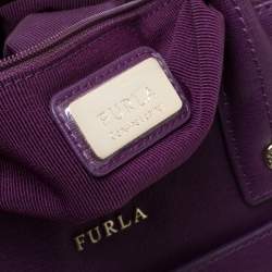 Pre Owned Furla Purple Leather Medium Linda Tote