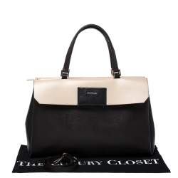 Pre Owned Furla Bicolor Leather Top Handle Bag