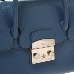 Pre Owned Furla Blue Leather Metropolis Satchel