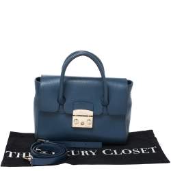 Pre Owned Furla Blue Leather Metropolis Satchel