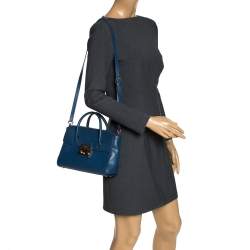 Pre Owned Furla Blue Leather Metropolis Satchel