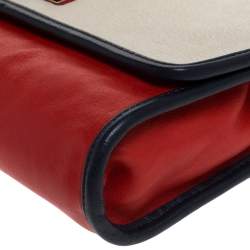 Furla Bicolor Leather Flap Chain Shoulder Bag