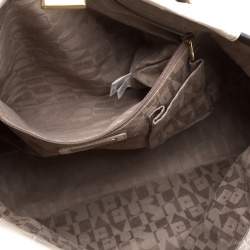 Pre Owned Furla Cream/Brown Croc Embossed Leather Tote