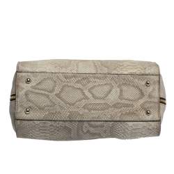 Pre Owned Furla Beige Python Embossed Leather Talia Satchel