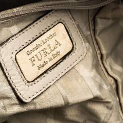 Pre Owned Furla Beige Python Embossed Leather Talia Satchel