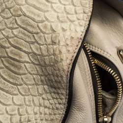Pre Owned Furla Beige Python Embossed Leather Talia Satchel