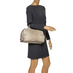 Pre Owned Furla Beige Python Embossed Leather Talia Satchel