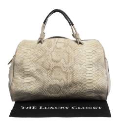 Pre Owned Furla Beige Python Embossed Leather Talia Satchel