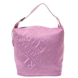 Pre Owned Furla Pink Nylon and Leather Hobo