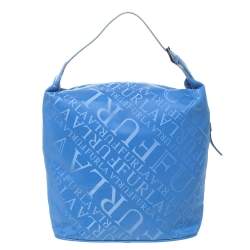 Pre Owned Furla Blue Nylon and Leather Hobo 