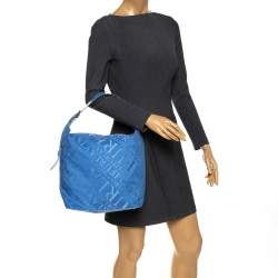 Pre Owned Furla Blue Nylon and Leather Hobo 