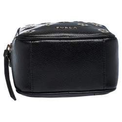 Pre Owned Furla Black Leather Eyelet Crossbody Bag