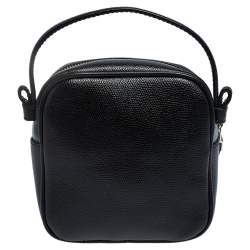 Pre Owned Furla Black Leather Eyelet Crossbody Bag