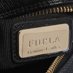 Pre Owned Furla Black Leather Eyelet Crossbody Bag