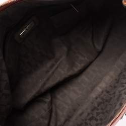 Pre Owned Furla Orange/Brown Croc Embossed Leather Satchel 
