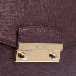 Pre Owned Furla Burgundy Leather Metropolis Shoulder Bag