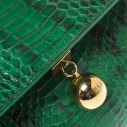Pre Owned Furla Green Python Chain Clutch
