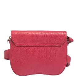 Pre Owned حقيبة كروس قلاب جلد حمراء جلد