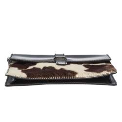 Pre Owned حقيبة فورلا سلسلة قلاب جلد وشعر عجل بيضاء/ بنية داكنة