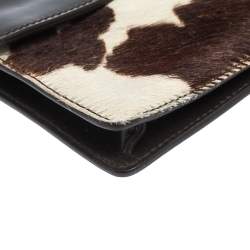 Pre Owned حقيبة فورلا سلسلة قلاب جلد وشعر عجل بيضاء/ بنية داكنة