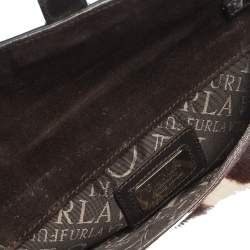 Pre Owned حقيبة فورلا سلسلة قلاب جلد وشعر عجل بيضاء/ بنية داكنة