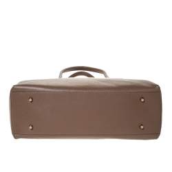 Pre Owned Furla Dark Beige Leather Double Zip Tote