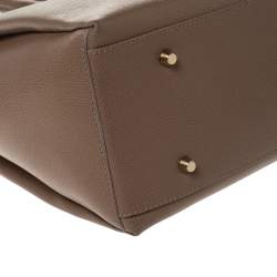 Pre Owned Furla Dark Beige Leather Double Zip Tote