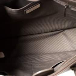 Pre Owned Furla Dark Beige Leather Double Zip Tote