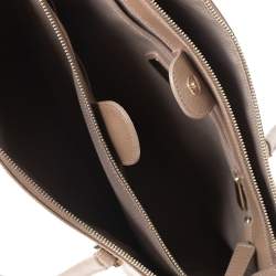 Pre Owned Furla Dark Beige Leather Double Zip Tote