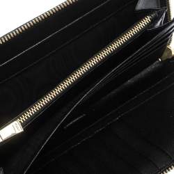 Pre Owned Furla Black Leather Zip Around Wallet