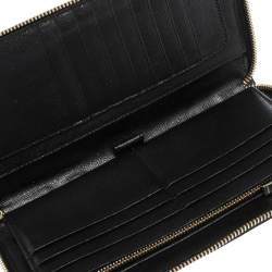 Pre Owned Furla Black Leather Zip Around Wallet