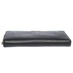 Pre Owned Furla Black Leather Zip Around Wallet