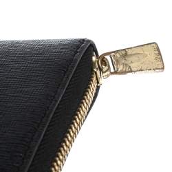 Pre Owned Furla Black Leather Zip Around Wallet