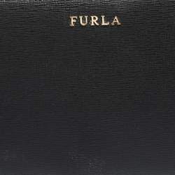 Pre Owned Furla Black Leather Zip Around Wallet