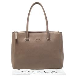 Pre Owned Furla Beige Leather Large Lotus Tote