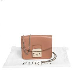 Pre Owned Furla Tan Leather Mini Metropolis Crossbody Bag