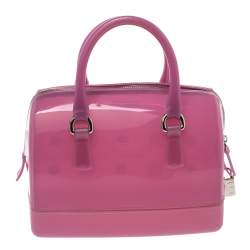 Pre Owned Furla Pink Rubber Candy Mini Satchel
