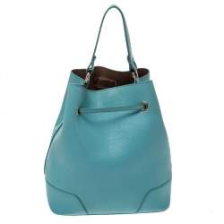 Pre Owned Furla Blue Leather Stacy Drawstring Bucket Bag