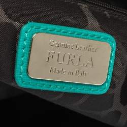 Pre Owned Furla Green Leather Medium Lotus Double Zip Tote