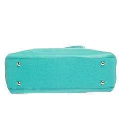 Pre Owned Furla Green Leather Medium Lotus Double Zip Tote