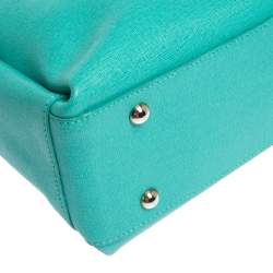 Pre Owned Furla Green Leather Medium Lotus Double Zip Tote