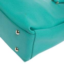 Pre Owned Furla Green Leather Medium Lotus Double Zip Tote