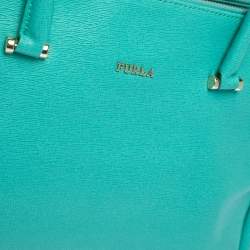 Pre Owned Furla Green Leather Medium Lotus Double Zip Tote