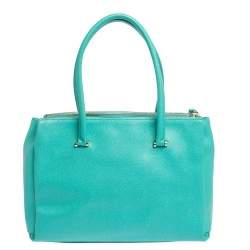 Pre Owned Furla Green Leather Medium Lotus Double Zip Tote