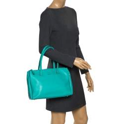 Pre Owned Furla Green Leather Medium Lotus Double Zip Tote