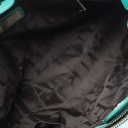 Pre Owned Furla Green Leather Medium Lotus Double Zip Tote