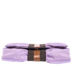 Pre Owned Furla Lavander/Brown Canvas and Leather Bow Clutch