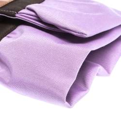 Pre Owned Furla Lavander/Brown Canvas and Leather Bow Clutch