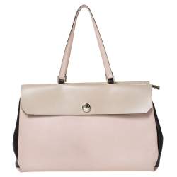 Pre Owned Furla Tri Color Leather Top Zip Satchel