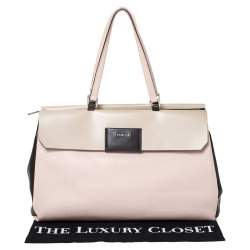 Pre Owned Furla Tri Color Leather Top Zip Satchel